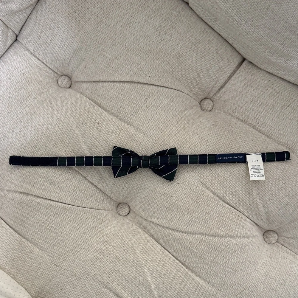 Janie and Jack Navy and Green Striped Bow Tie